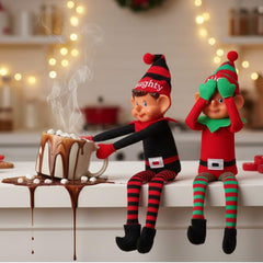 40cm Bendable Plush Christmas Elf Doll – Festive Naughty & Nice Holiday Shelf Sitter