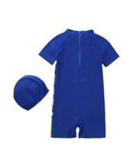 Dinosaur Rash Swimsuit with Swim Cap