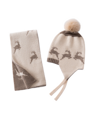 Cashmere Knit Winter Hat Scarf Set for Kids