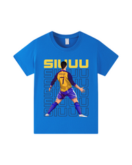 Cotton Short Sleeve Kids Graphic T-Shirt - Siuuu 7 Football Tee