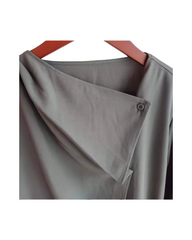 Gray Asymmetrical Draped Wrap Jacket – Cozy Long Sleeve Crossover Coat