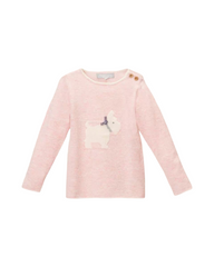 Warm Wool Knit Pullover Sweater for Girls with Little White Dog Design
