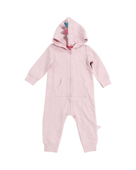 Cute Pink Dinosaur Baby Romper with Hood – Zippered Toddler Jumpsuit