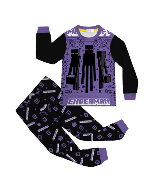 Minecraft Enderman and Creeper Boys Graphic Pajama Set - Long Sleeve Sleepwear