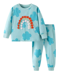 Long-Sleeved Girls' Patterned Pyjama Set