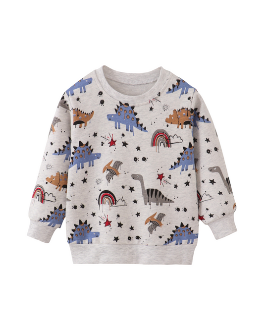 Grey Dinosaur Patterned Jumper