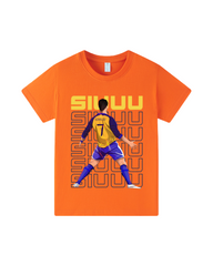Cotton Short Sleeve Kids Graphic T-Shirt - Siuuu 7 Football Tee