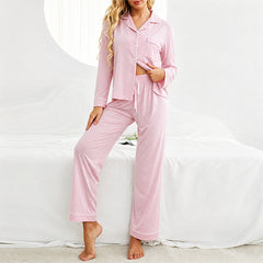 Modal Cotton Long Sleeve Pyjama Set Women Sleepwear Loungewear Two-Piece PJs