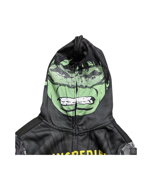 Green Superhero Print Kids Graphic Pullover Hoodie