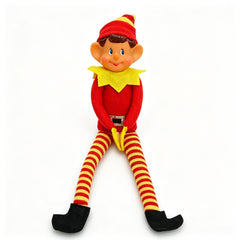 Poseable Christmas Elf Doll with Stripes – Holiday Shelf Sitter Decoration