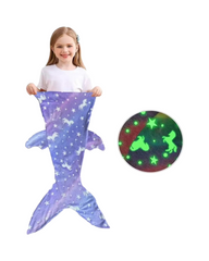 Glow in the Dark Mermaid Blanket for Kids Fleece Luminous Sleeping Bag Flannel Throw