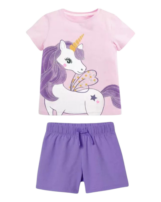 Cotton Unicorn T-Shirt and Shorts Pyjama Set