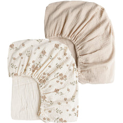 Two-Pack Set of Patterned and Plain Cotton Cot Sheets