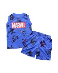 Sleeveless Superhero Graphic Boys 2-Piece Summer Outfit Set