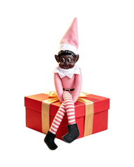 Festive Holiday Elf Shelf Sitter Doll Christmas Tree Figurine with Posable Limbs