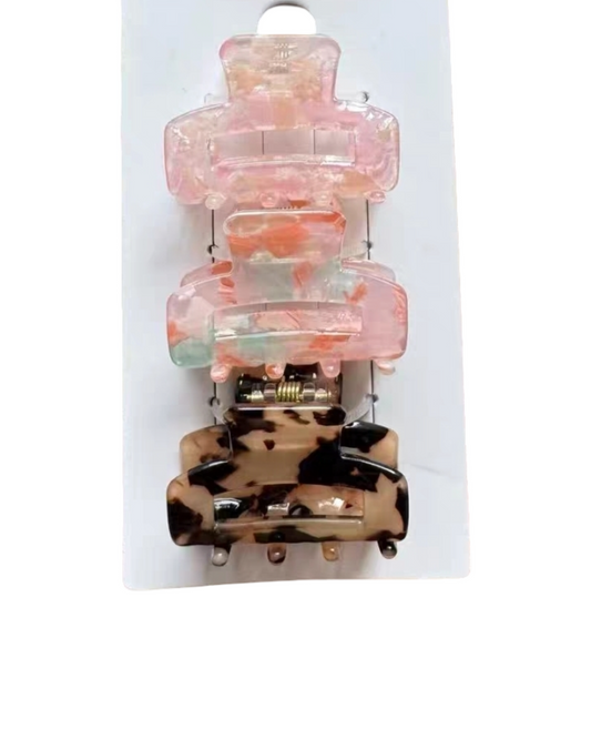 Trendy Matte & Glossy Hair Claw Clips 3-Piece Set