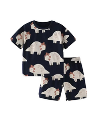 Cotton Two-Piece Dinosaur Patterned Pyjama Set