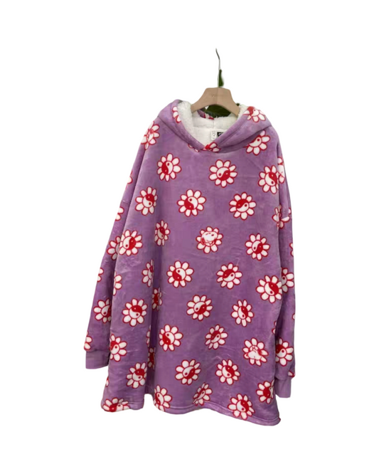 Cozy Flower Design Oversize Fleece Oodie