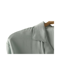 Button-Up Silk Sleepwear Adult Matching Long Top and Pants Pajama Set