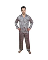 Soft Silk Satin Men Pajama Set – Long Sleeve Button-Down Sleepwear