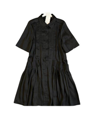 Casual Short Sleeve A-Line Mini Dress - Pleated Everyday Shirt Dress