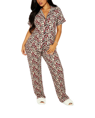 Short Sleeve Button Up Women Wide Leg Casual One-Piece Pyjama Set
