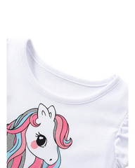 Girls Unicorn Rainbow Tulle Flutter Sleeve Dress