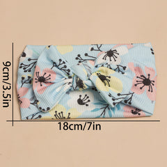 Assorted Baby Bow Headbands – Stretch Ribbed & Floral Print 3-Piece Set