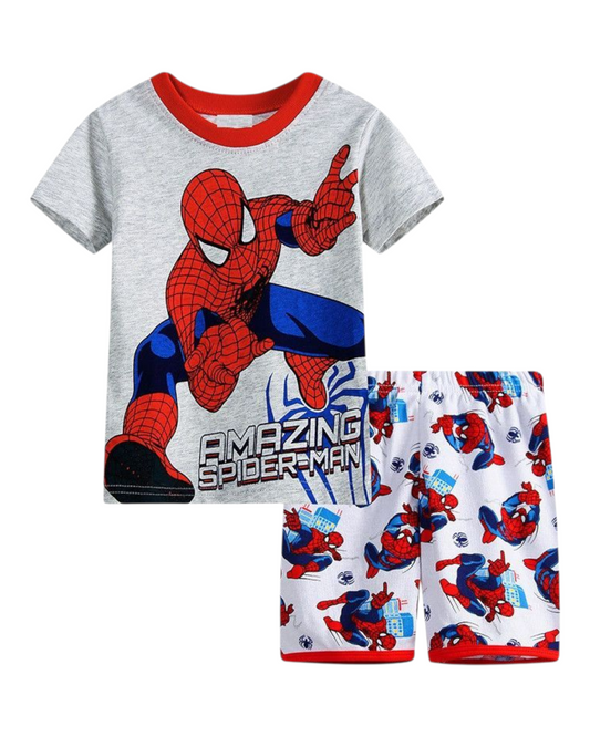 Superhero Patterned Boys' Short-Sleeved Pyjama Set
