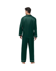 Classic Silk Satin Pajamas for Men Two-Piece Long Sleeve Sleepwear Set