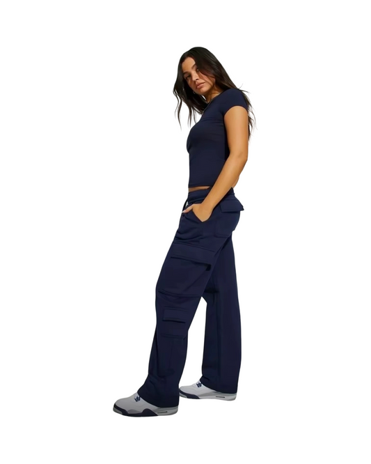 Elastic Waist Cargo Pants for Women with Deep Side Pockets