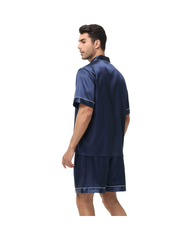 Luxury Short Sleeve Men's Satin Pajamas – Lightweight V-Neck Shirt & Shorts Set