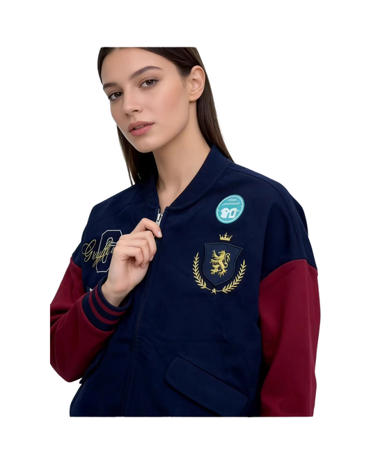 Retro Bomber Style Kids Varsity Jacket with Pockets