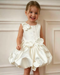 White Rosette Accent Tulle Sleeveless Special Occasion Dress