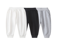 Unisex Kids Cotton Sweatpants with Elastic Waist & Pockets