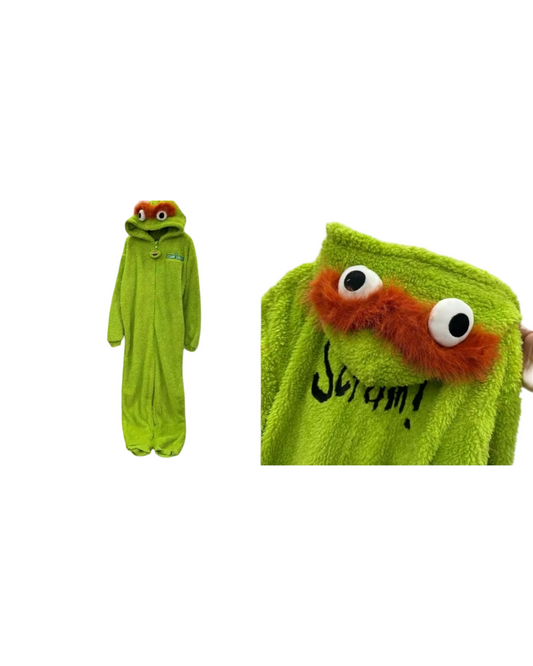 Plush Cartoon Character Adult Cotton Blend One-Piece Lounge Jumpsuit