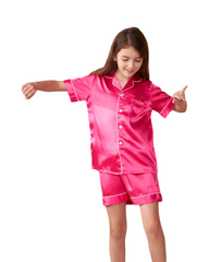 Kids' Silky Shirt and Shorts Pyjama Set