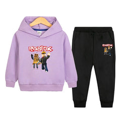 Kids Roblox Graphic Print Hoodie & Sweatpants Set