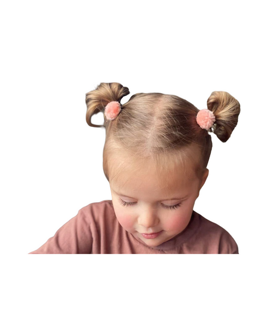 Colorful Pom Pom Hair Ties Set – Elastic Hair Bands & Hair Accessories for Kids & Toddlers