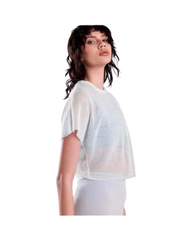 White Mesh T-Shirt – Short Sleeve Cropped Layering Tee
