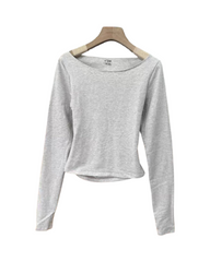 Lightweight Cut Out Back Knit Sweater - Fitted Long Sleeve Round Neck Top