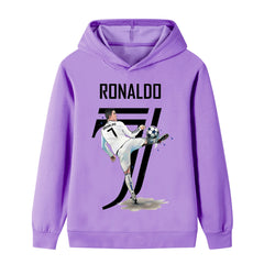 Ronaldo Soccer Graphic Kids Hoodie - Cotton Pullover Sweatshirt