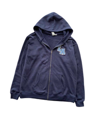 Vintage Athletic Graphic Zip-Up Hoodie - Oversized Heavyweight Fleece Jacket