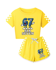 Six Seven Kids Funny Short Sleeve Pajama Set