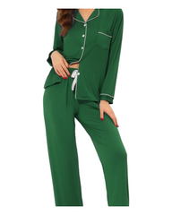 Women's Long-Sleeved Flowing Shirt and Pants Pyjama Set