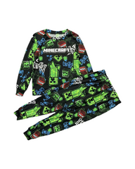 Minecraft Creeper Print Long Sleeve Shirt and Cotton Pants Set