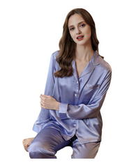 Women's 100% Mulberry Silk Long Sleeve Pyjamas Set
