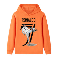 Ronaldo Soccer Graphic Kids Hoodie - Cotton Pullover Sweatshirt