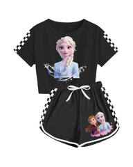 Frozen  Elsa Print Girls Tank Top and Shorts Set