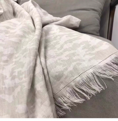 100% Linen Patterned Throw Blanket Bed Spread